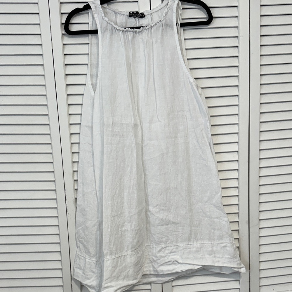 While linen beach cover up